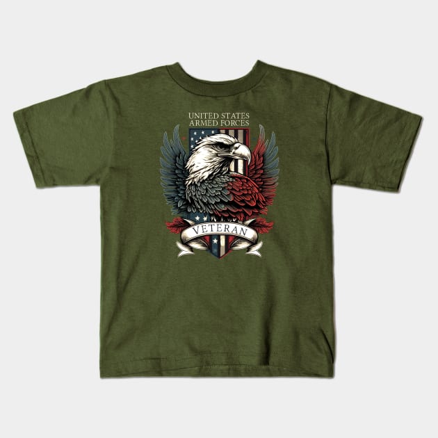 United States Armed Forces Veteran Kids T-Shirt by Wintrly